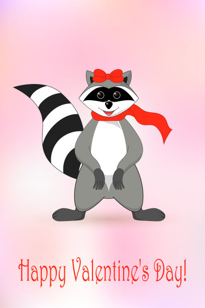 浣熊漱口。情人节贺卡图片下载
