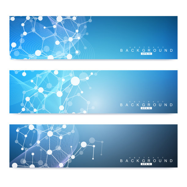 科学的现代载体旗帜。DNA分子结构与连接的线和点。科学背景矢量。医学技术化学设计图片下载