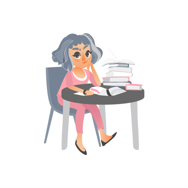 女人在图书馆看书，桌子上堆满了书图片下载