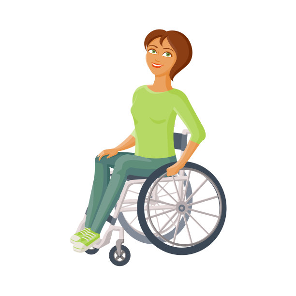 年轻漂亮的女人坐在轮椅上图片下载