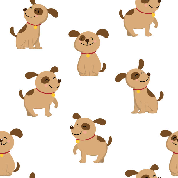 可爱狗狗无缝图案图片下载