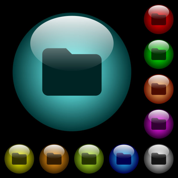 单个文件夹图标在彩色照明玻璃按钮图片下载