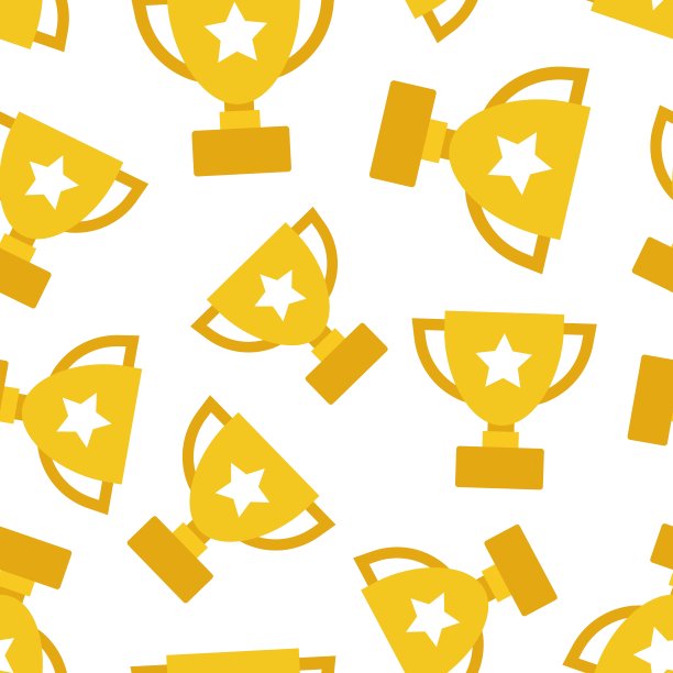 奖杯无缝背景图案：商务矢量素材，象征奖励与优胜者图片下载
