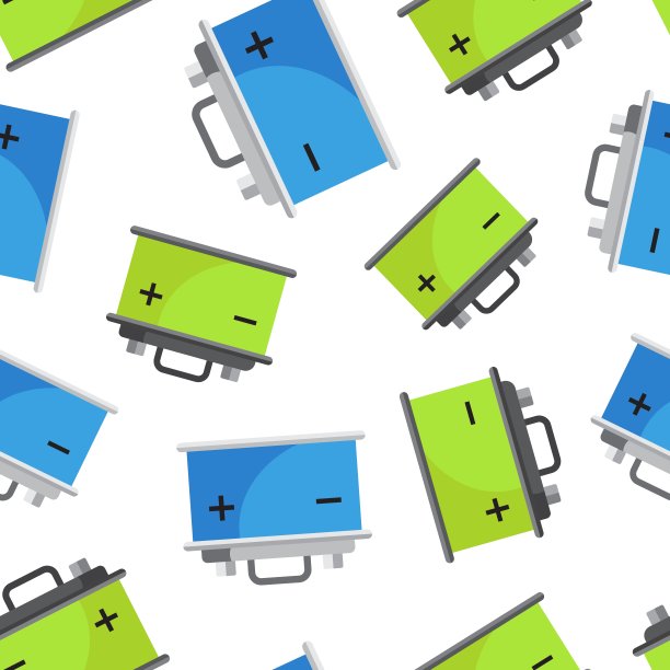 汽车电池无缝图案背景。商业平面矢量插图。汽车蓄电池能量动力符号图案。图片下载