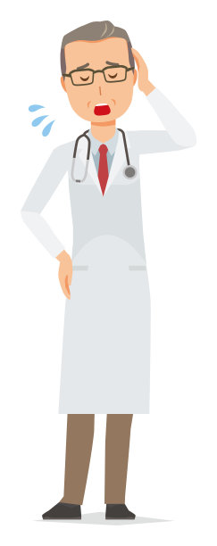 一位穿着白色西装的中年男医生很疲倦图片下载