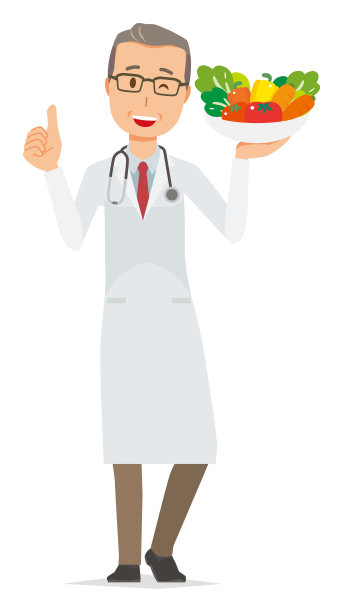 穿着白大褂的中年男医生有蔬菜图片下载