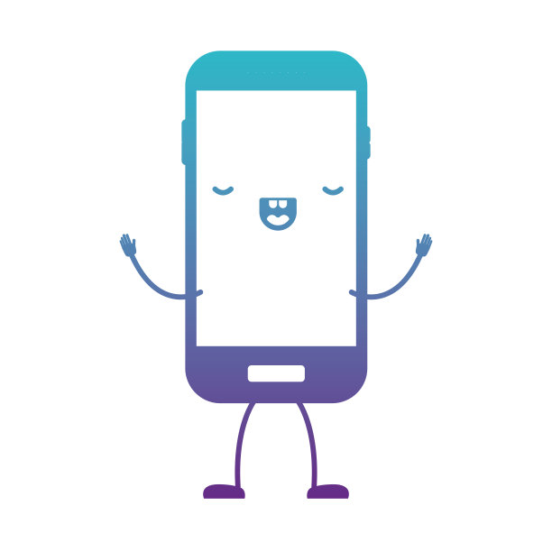 动画可爱的智能手机图标在退化的蓝色到紫色的颜色轮廓图片下载