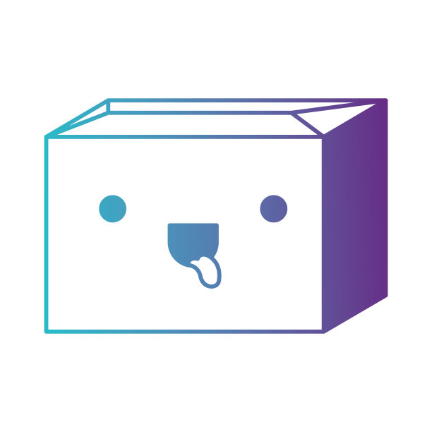 密封卡哇伊纸板盒降解蓝色到紫色轮廓图片下载