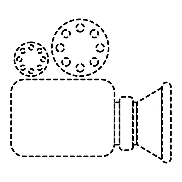 摄像机图标在单色虚线剪影图片下载