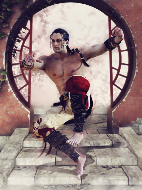 楼梯上有个亚洲战斗机图片下载