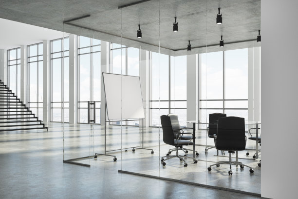 白色和玻璃会议室的角落图片下载