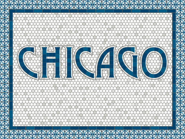 芝加哥老式马赛克瓷砖排版图片下载