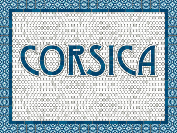 科西嘉老式马赛克瓷砖印刷图片下载