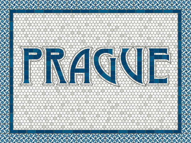 布拉格老式马赛克瓷砖印刷图片下载