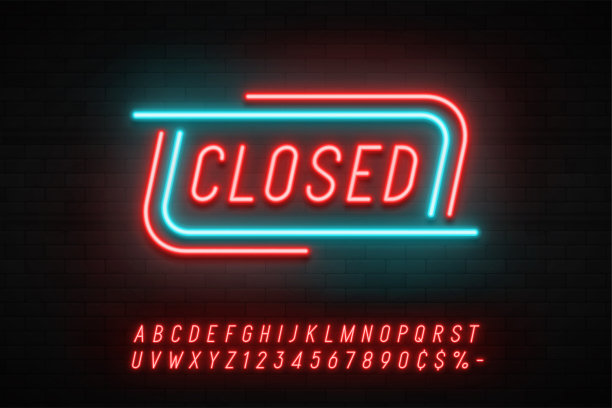 霓虹灯线性促销彩带横幅，价格标签，折扣素材图片