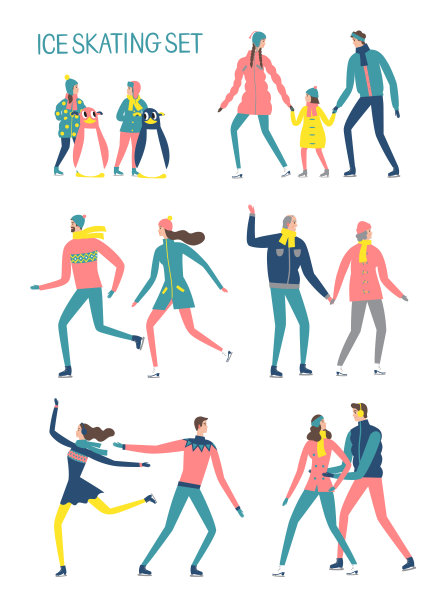 卡通滑冰选手集合图片下载