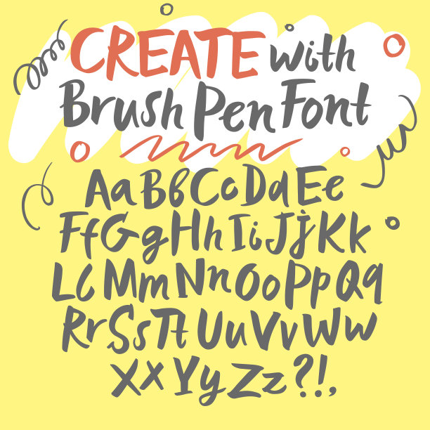 大写和小写笔刷字体。图片下载