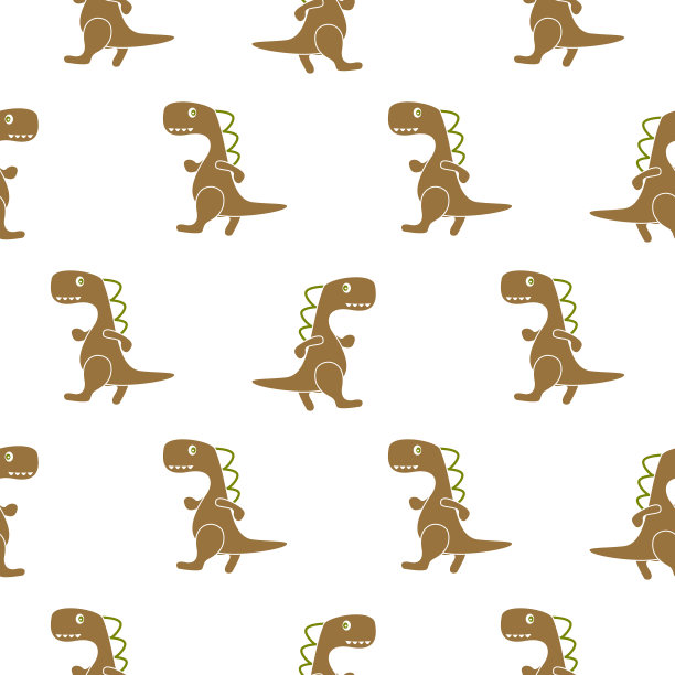 恐龙简单的棕色无缝矢量图案图片下载