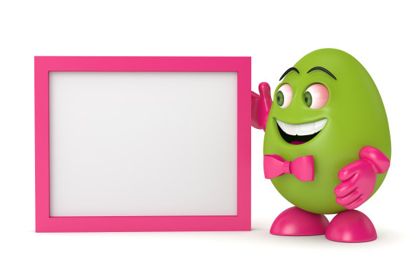 3d渲染复活节卡通蛋持有板图片下载