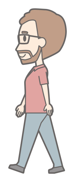 一个戴眼镜留着胡子的男人侧身走路图片下载