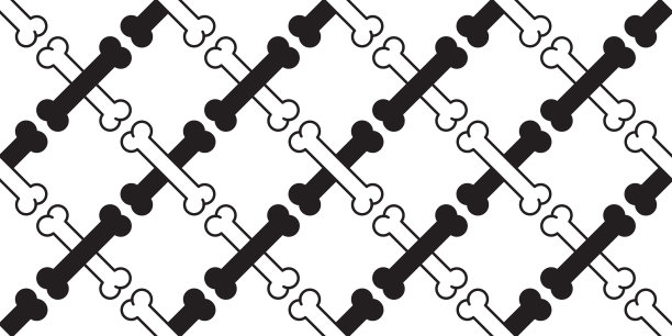 无缝图案狗骨交叉骨矢量壁纸孤立背景白色黑色图片下载