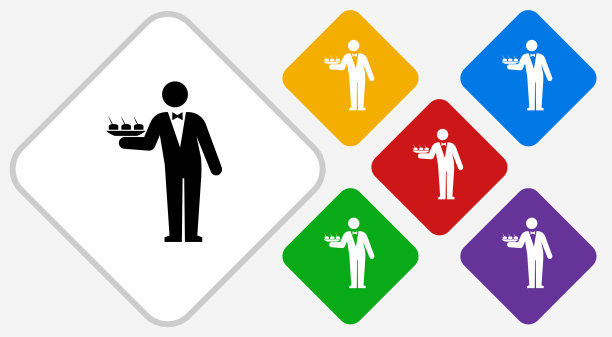 服务员彩色钻石矢量图标图片下载