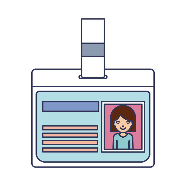 身份证与半身体妇女图片与头发中长度在彩色剪影图片下载