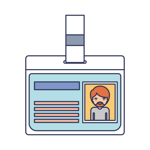 身份证与半身体男子图片与短头发和范戴克胡子在彩色剪影图片下载