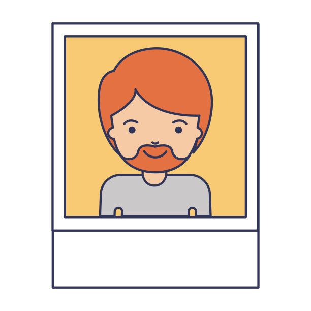 身份证照片的人与短头发和范戴克胡子在彩色剪影图片下载