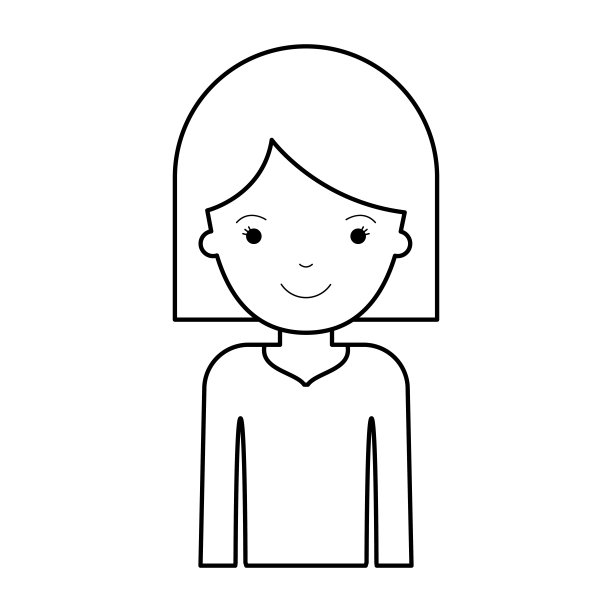 半身像女人与头发中长度在黑色剪影图片下载