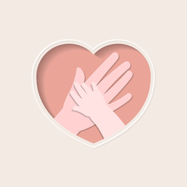 母亲和婴儿的手在心形的纸艺术图片下载
