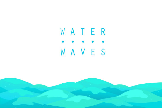 矢量平面背景说明水波隔离在白色背景。图片下载