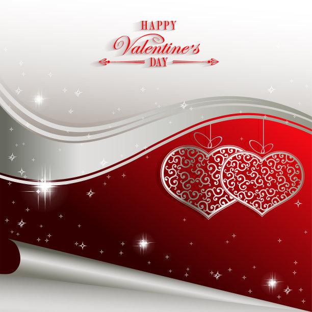 红色设计，两颗心的复古风格图片下载