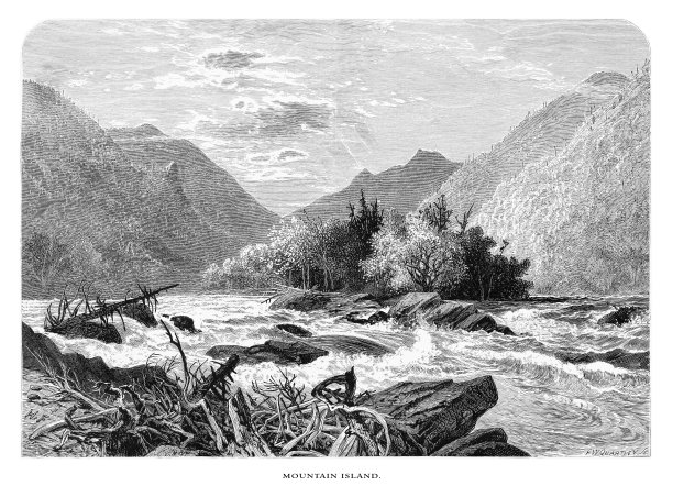 山岛，法国宽河，美国北卡罗来纳州，美国维多利亚版画，1872年图片下载