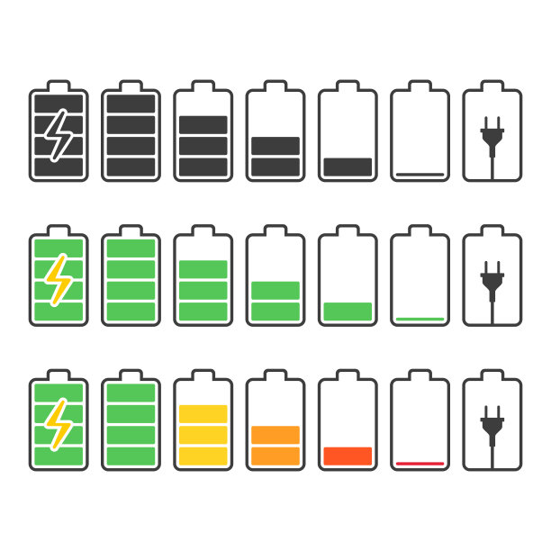 电池图标集。图片下载