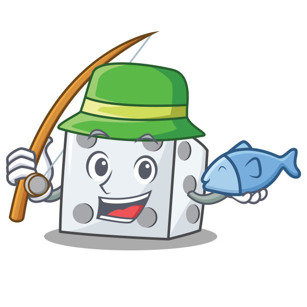 钓鱼骰子人物卡通风格图片下载