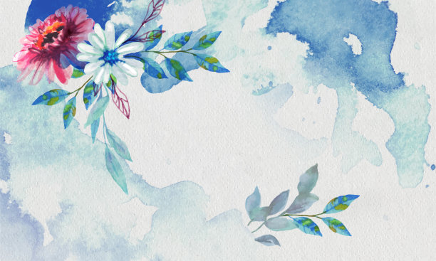 水彩背景与花素材图片