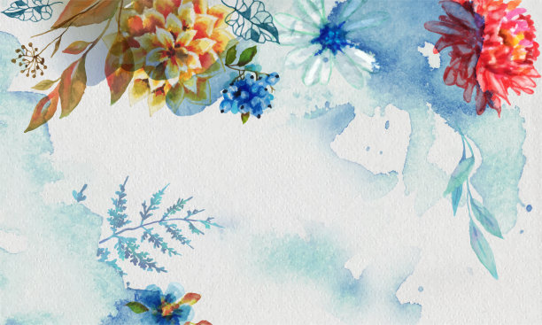 水彩背景与花图片下载