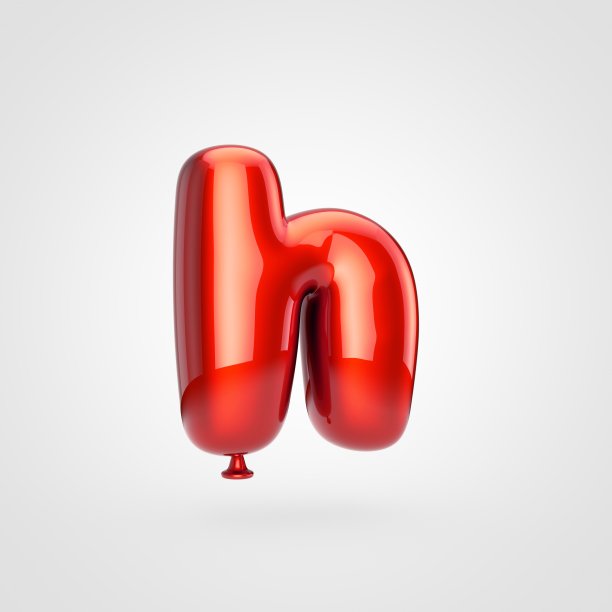 光滑的红色气球字母H小写孤立在白色背景上。图片下载