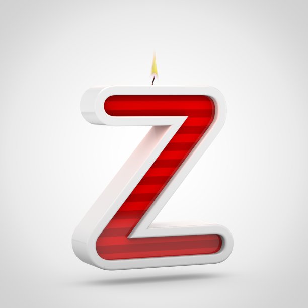 生日蜡烛字母Z大写孤立在白色背景。图片下载