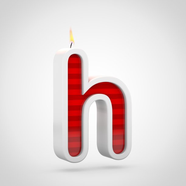 生日蜡烛字母H小写孤立在白色背景。图片下载