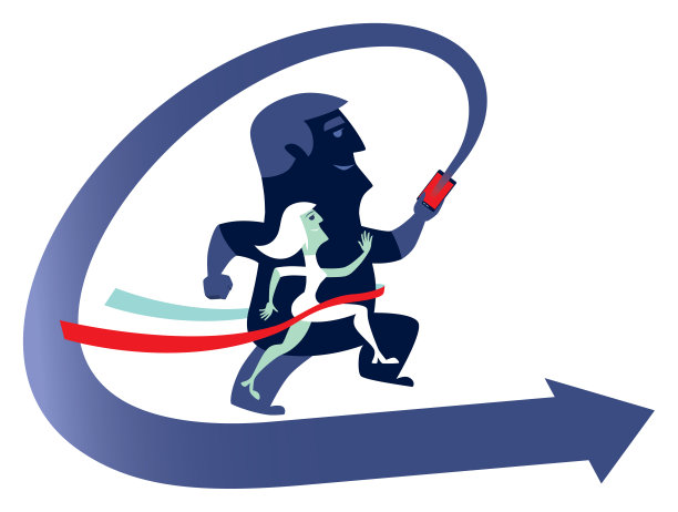 获胜夫妇用手机跑步图片下载