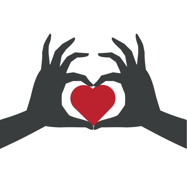 黑色剪影心形手动漫漫画图片下载