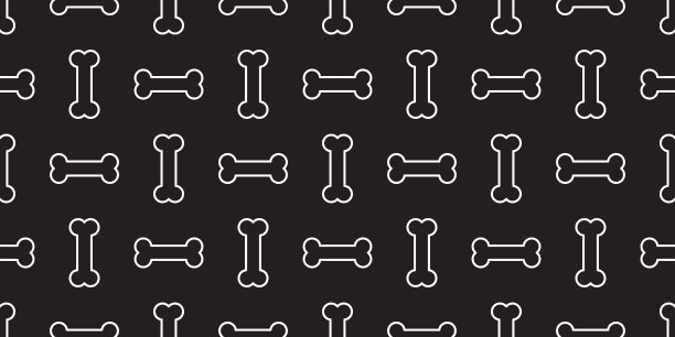 狗骨牛头犬无缝图案小狗矢量壁纸背景黑色图片下载