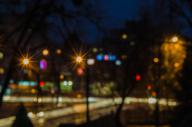 夜城的七彩散景图片下载