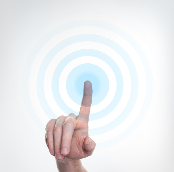 手按蓝色按钮图片下载