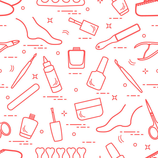 图案的美甲和足疗工具和产品的美丽和护理。图片下载