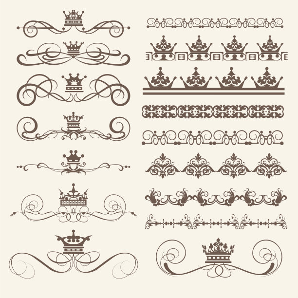 一套古老的书法框架，边界，漩涡图片下载