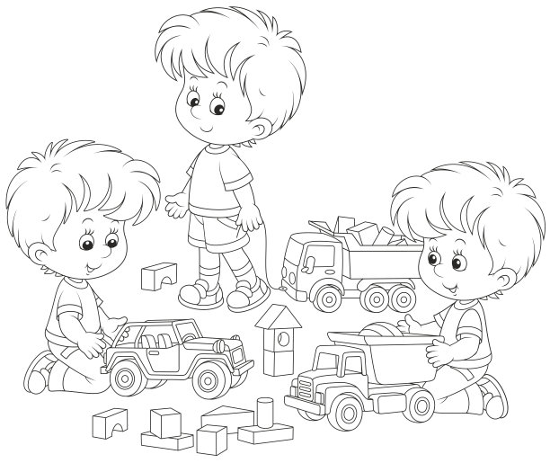 男孩们在玩玩具汽车图片下载