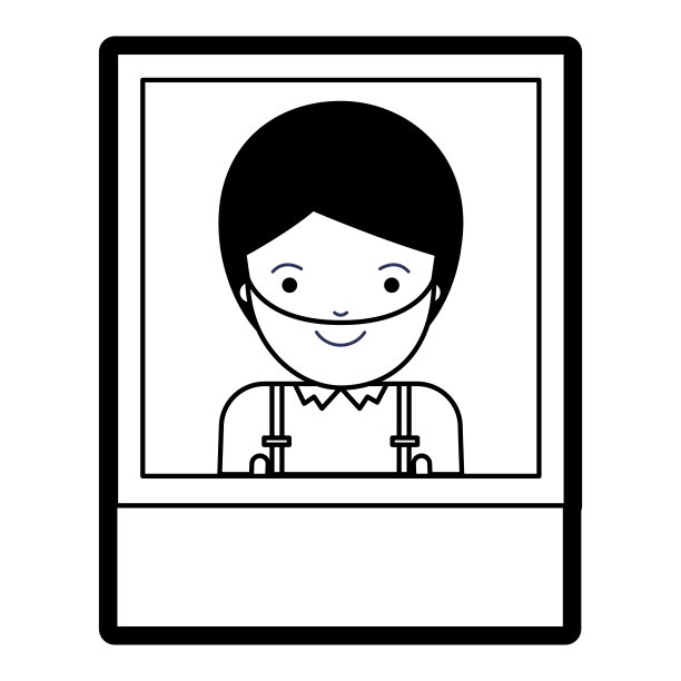 身份证照片的男子短发和胡子在黑色剪影与厚轮廓图片下载